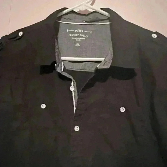 PD & C Button Down Blk Shirt Sz XL Peached Poplin Tailored Garment Classic Fit - Picture 2 of 6